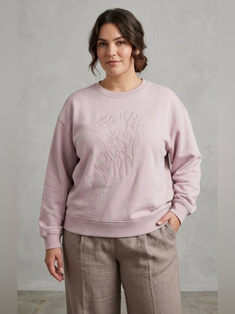 Scotch & Soda Embroidered Floral Crewneck Sweatshirt - Light Pink Size XXL NWOT